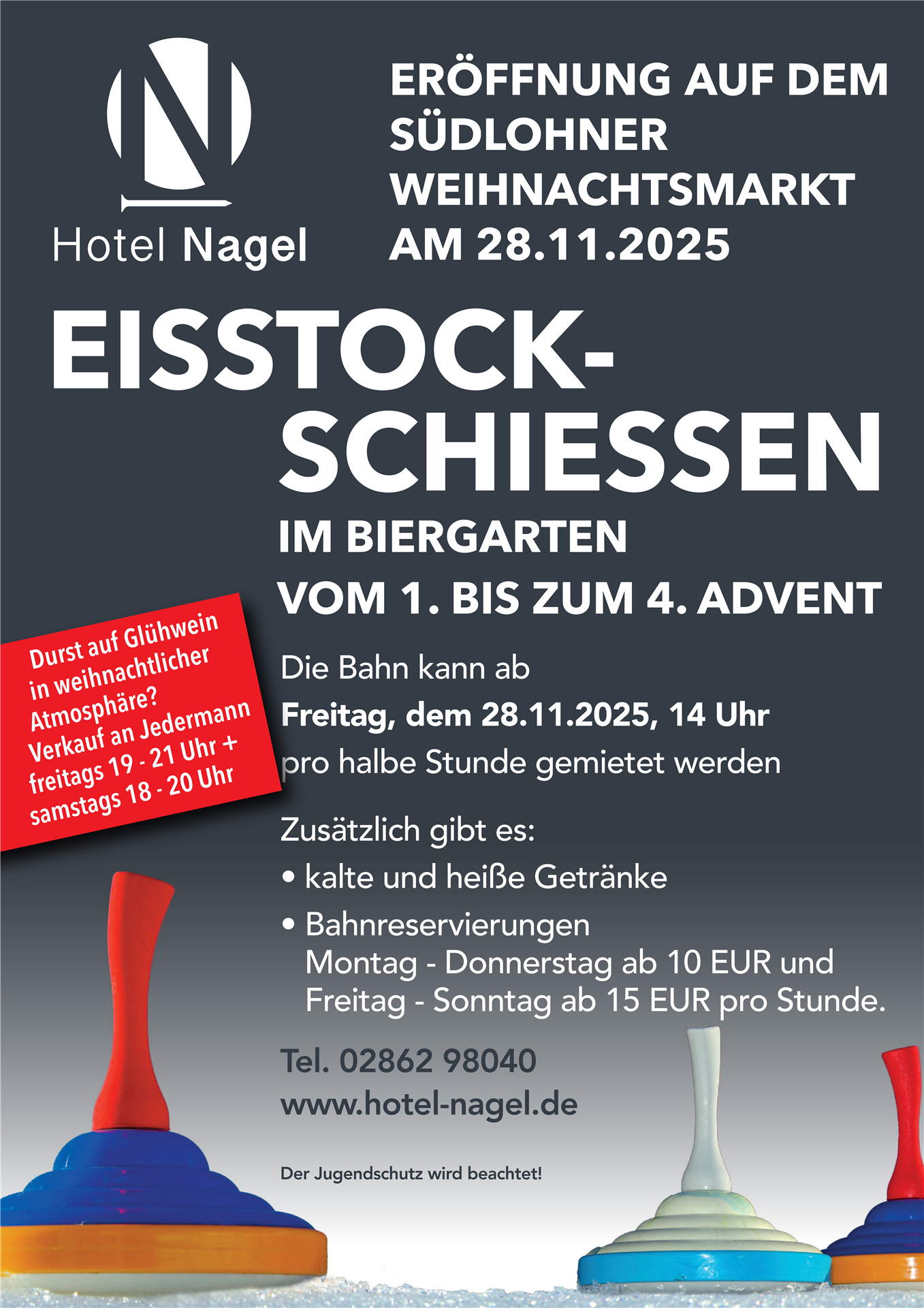 Plakat Eisstock schiessen 2025 im Biergarten